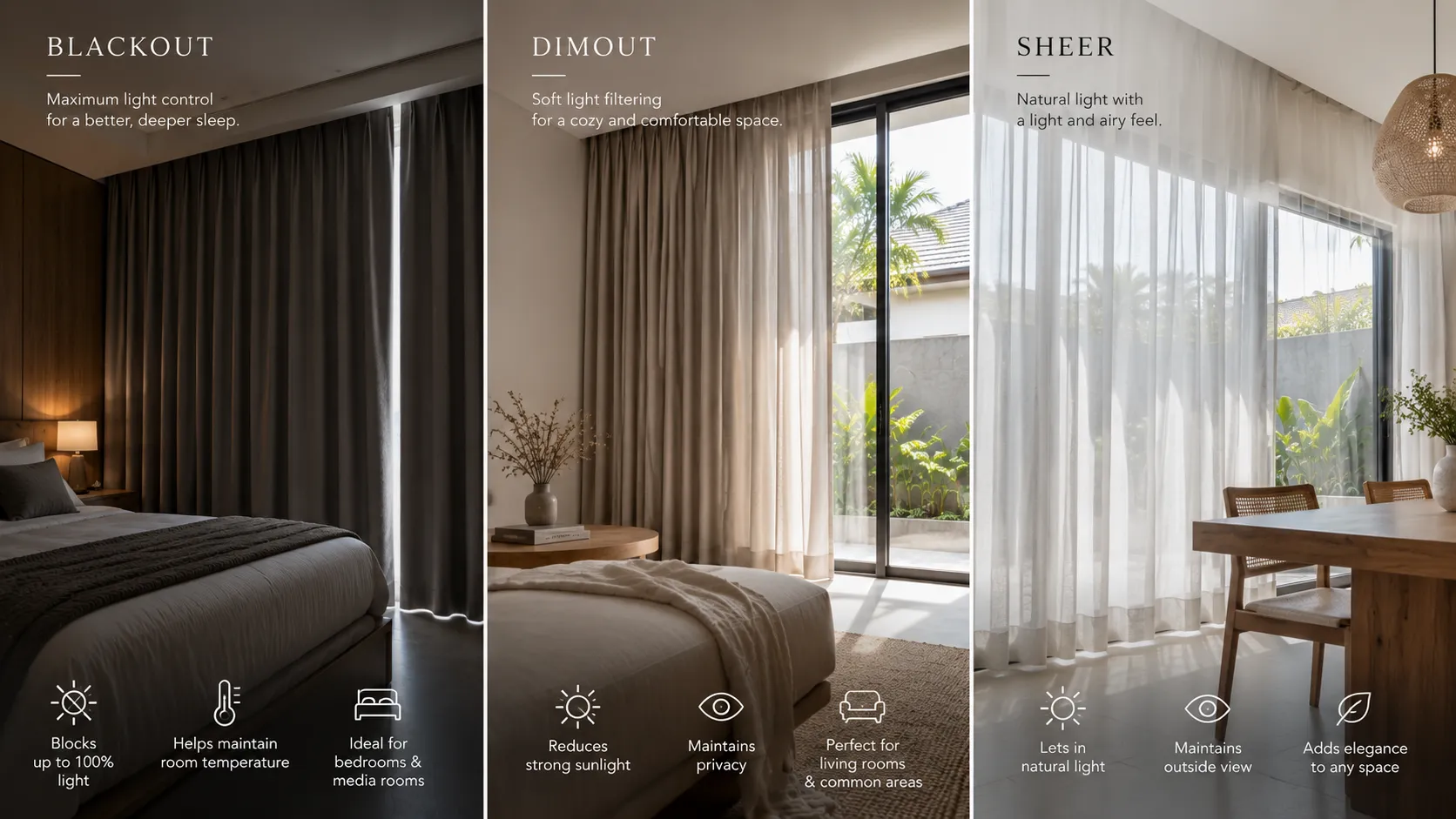 Blackout vs. Dimout vs. Sheer Explained: The Complete Bali Guide