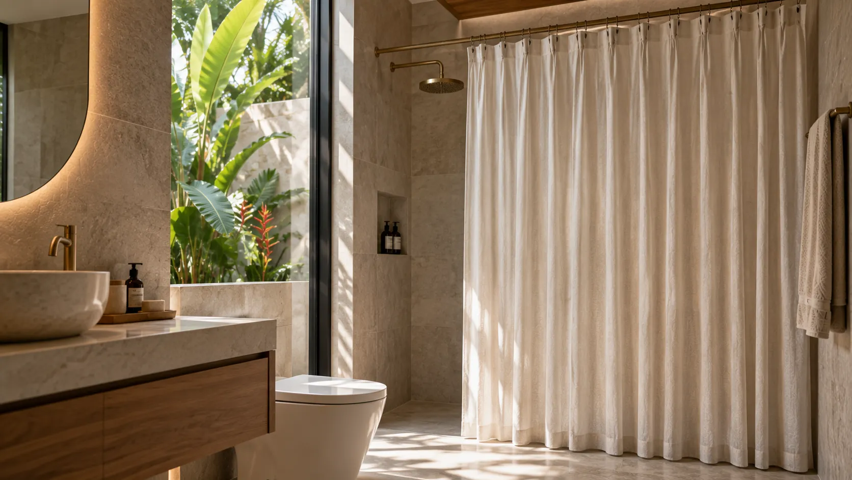 Bathroom Curtains for Tropical Spaces: Privacy, Moisture Shield & Elegance
